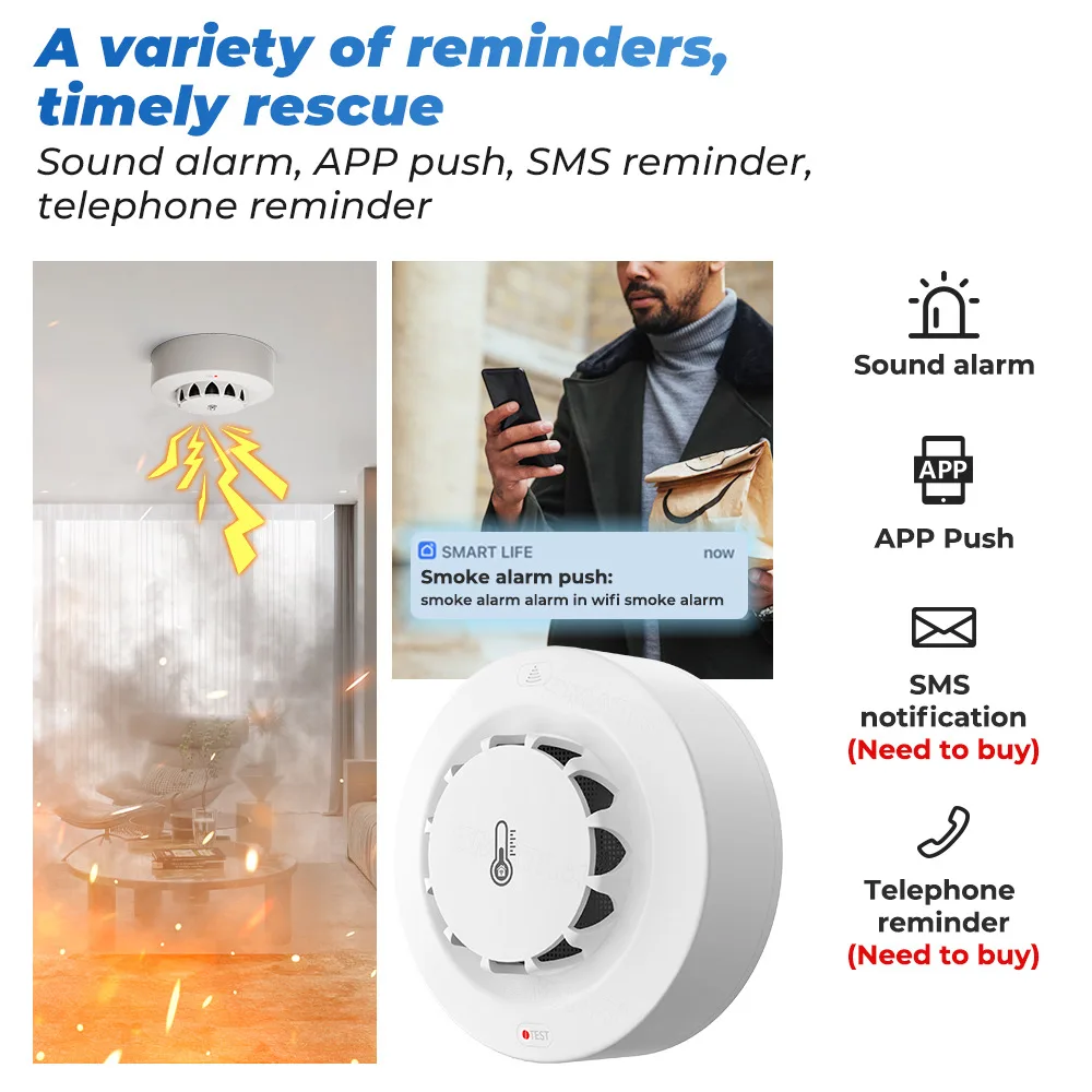 Tuya Wifi BT Zwei Verbindung R – Smoke Detector Interconnected Bewertung und Preis